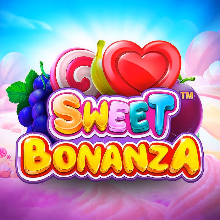 Sweet Bonanza slot game with colorful candy symbols and tumbling reels featuring multiplier bonuses